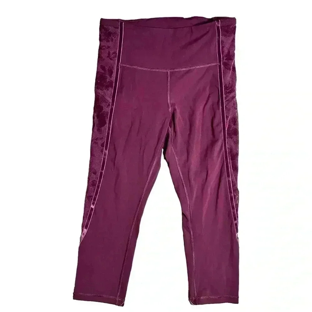 Lululemon Wunder Under Crop High-Rise Burgundy Size 8 - Picture 3 of 7
